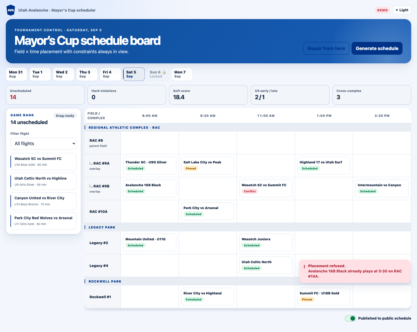 Sibling coordinator board in light mode